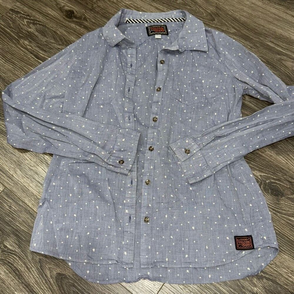 Volcom Jeans polkadot splatter Chambray button up